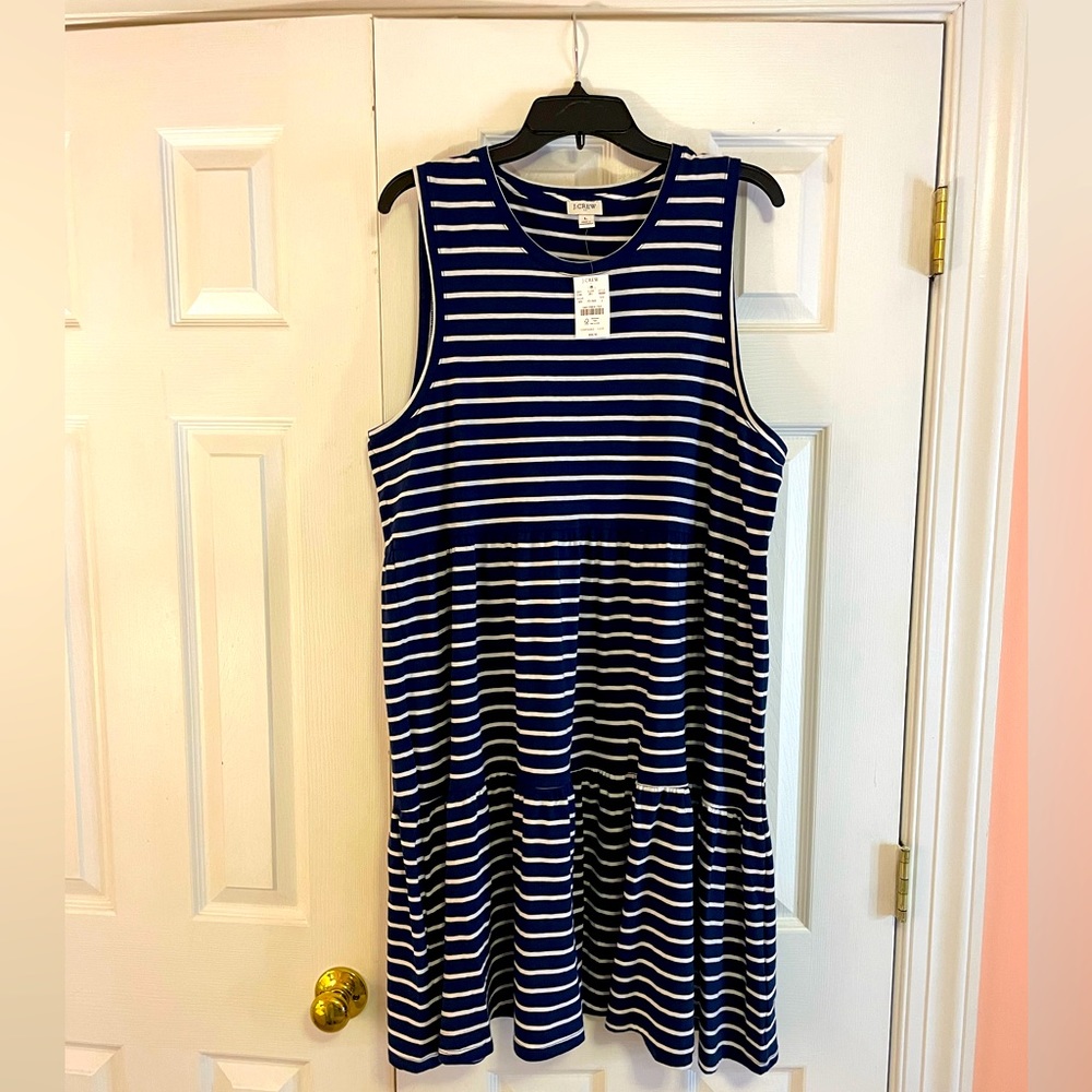 J. Crew sleeveless stripped knit tiered mini dress